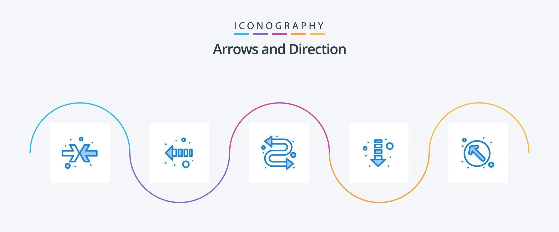paquete de iconos de flecha azul 5 que incluye . arriba a la izquierda. kit de reloj puntero. flecha vector