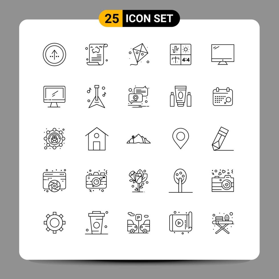 25 Creative Icons Modern Signs and Symbols of engineering design travel audio kite Editable Vector Design Elements