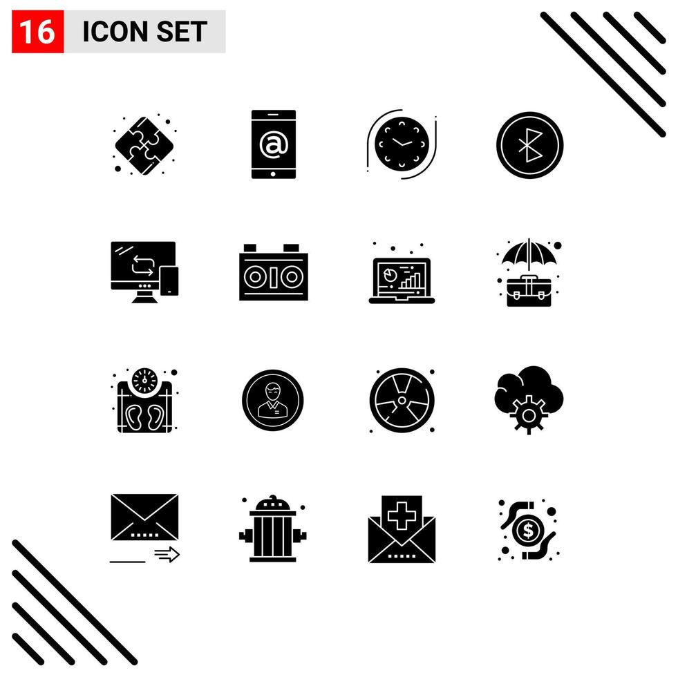 Stock Vector Icon Pack of 16 Line Signs and Symbols for transfer mobile watch computing network Editable Vector Design Elements