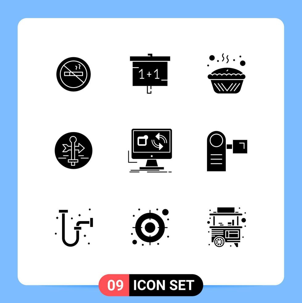 Set of 9 Modern UI Icons Symbols Signs for travel map baked guide tin Editable Vector Design Elements