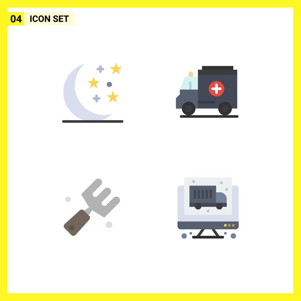 User Interface Pack of 4 Basic Flat Icons of halloween fork ambulance agriculture truck Editable Vector Design Elements