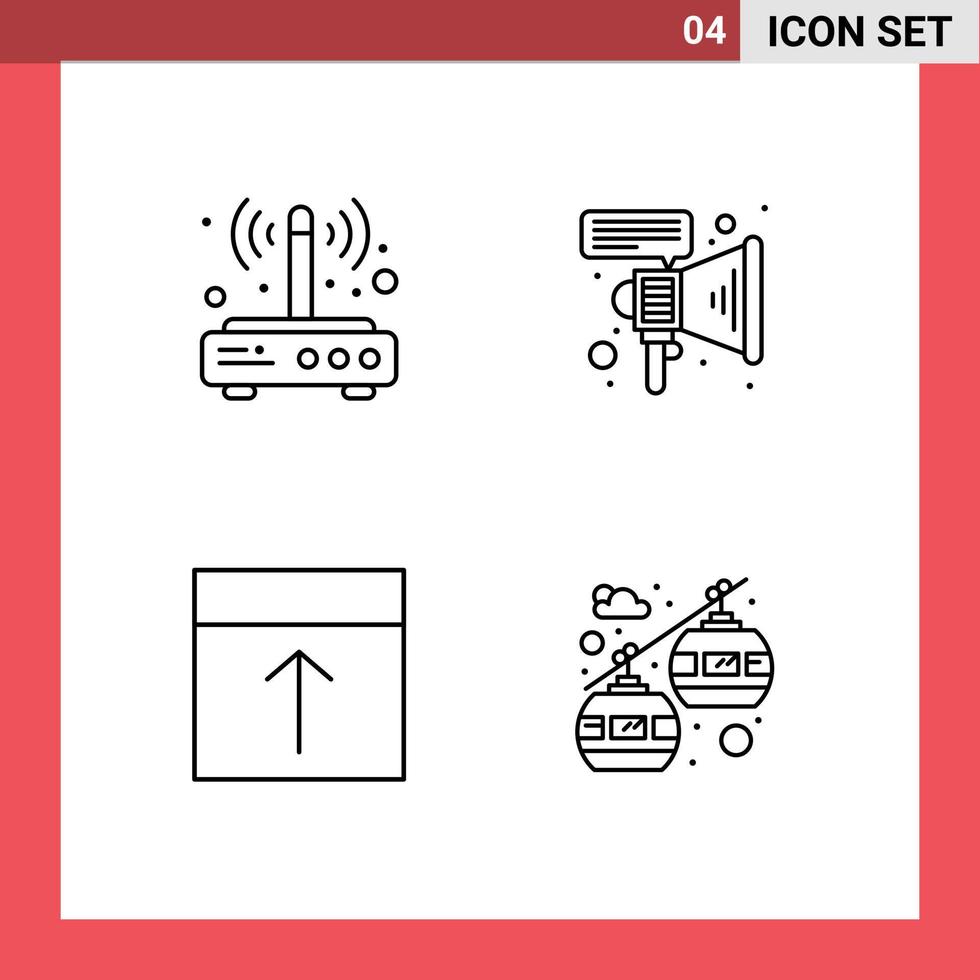 Universal Icon Symbols Group of 4 Modern Filledline Flat Colors of modem grid connection megaphone layout Editable Vector Design Elements