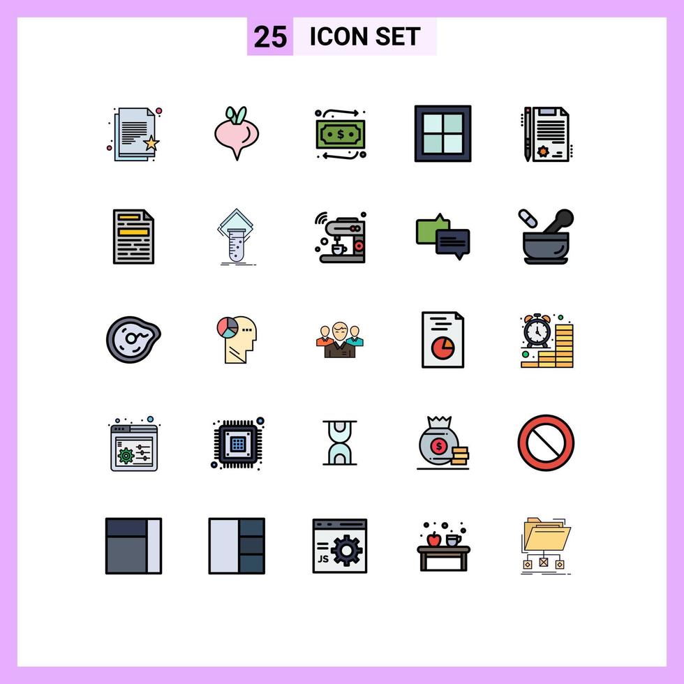 Set of 25 Modern UI Icons Symbols Signs for legal certificate shopping room house Editable Vector Design Elements