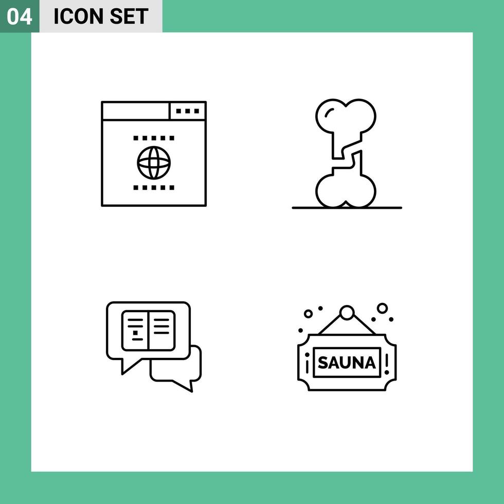 Universal Icon Symbols Group of 4 Modern Filledline Flat Colors of browser popup bone human fitness Editable Vector Design Elements