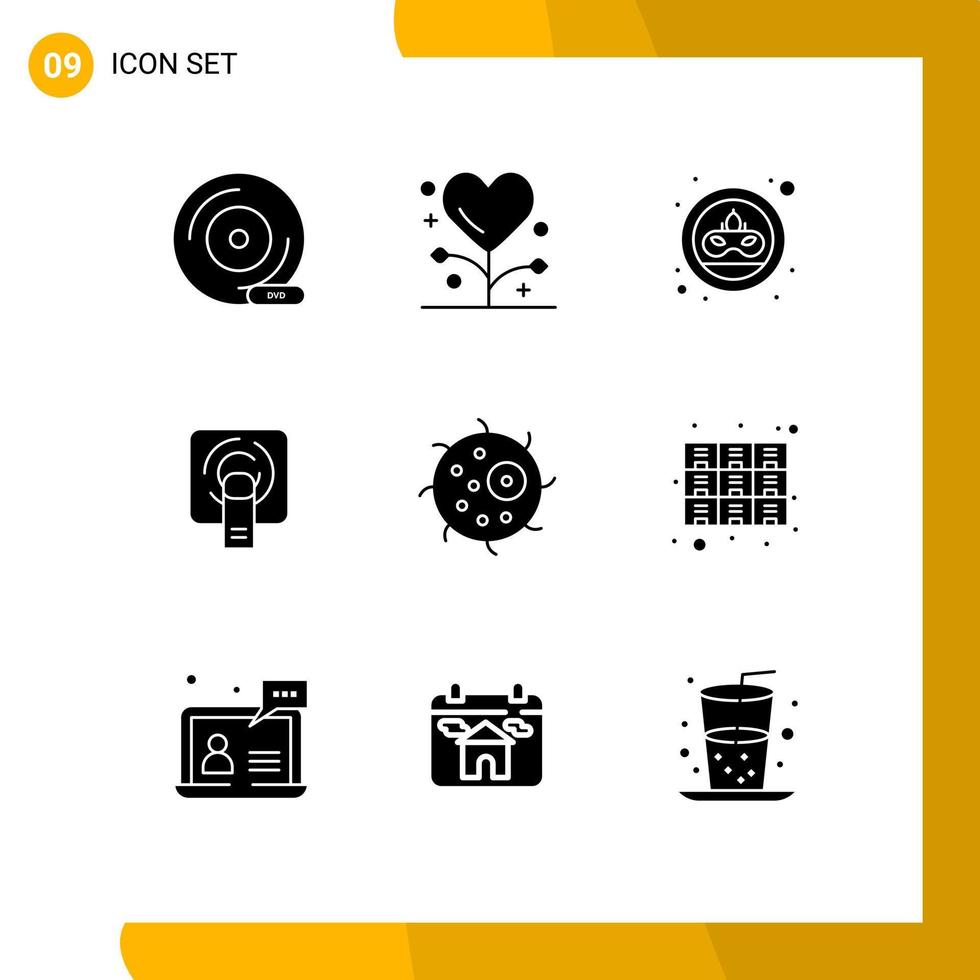 Stock Vector Icon Pack of 9 Line Signs and Symbols for screen tuch health finger doubloon Editable Vector Design Elements