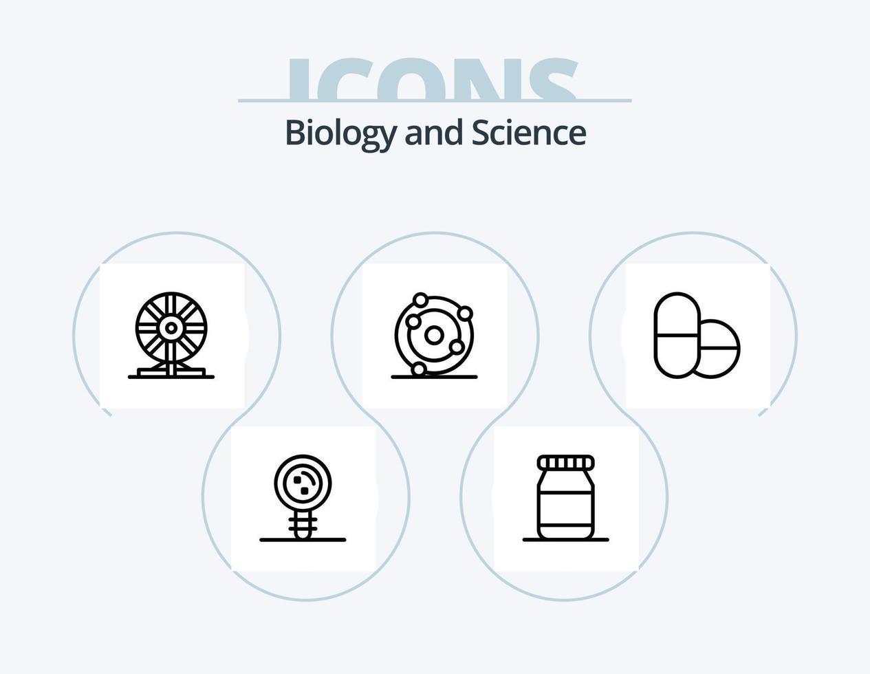 paquete de iconos de línea de biología 5 diseño de iconos. . peligroso. . píldora vector