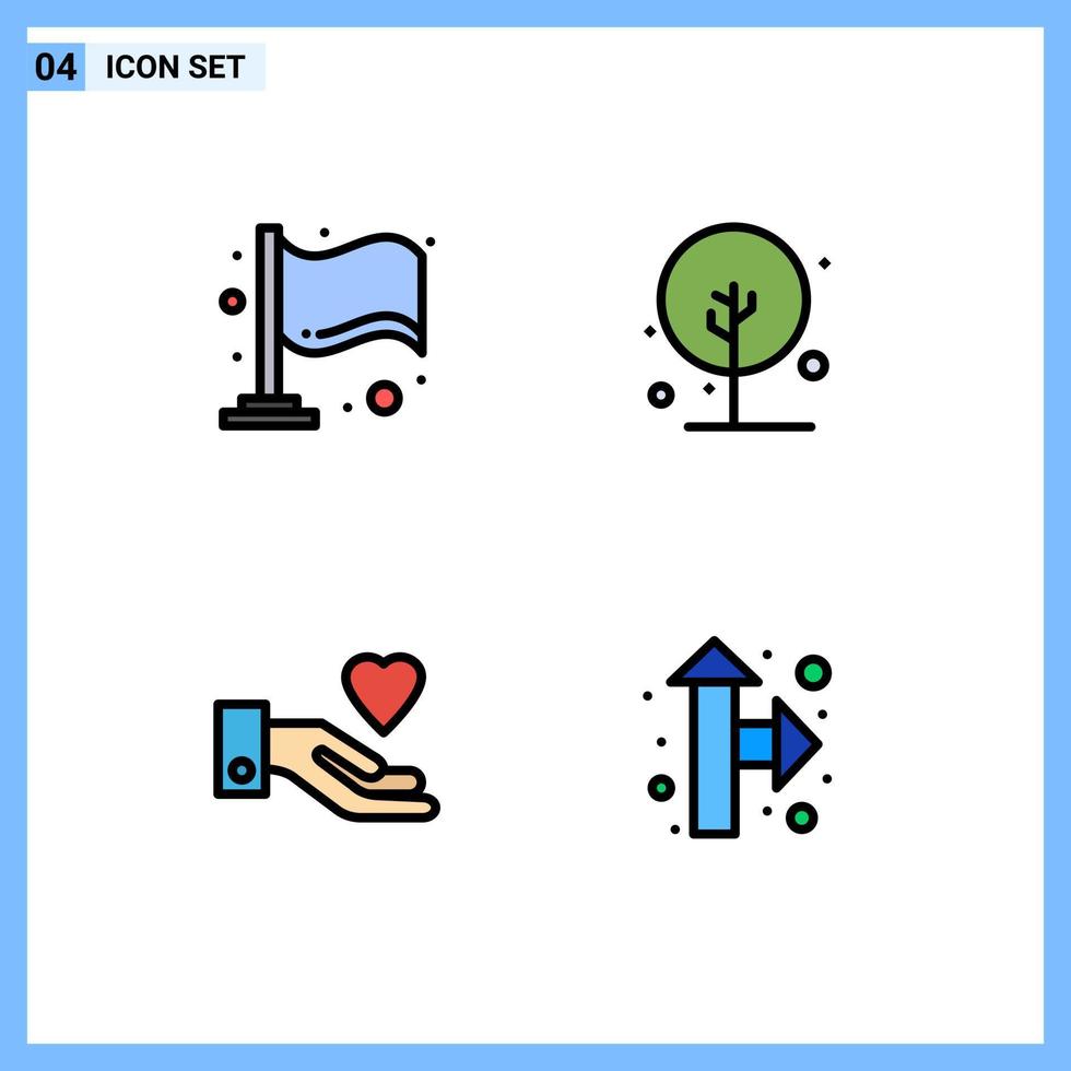 Universal Icon Symbols Group of 4 Modern Filledline Flat Colors of finish love farming nature pointer Editable Vector Design Elements