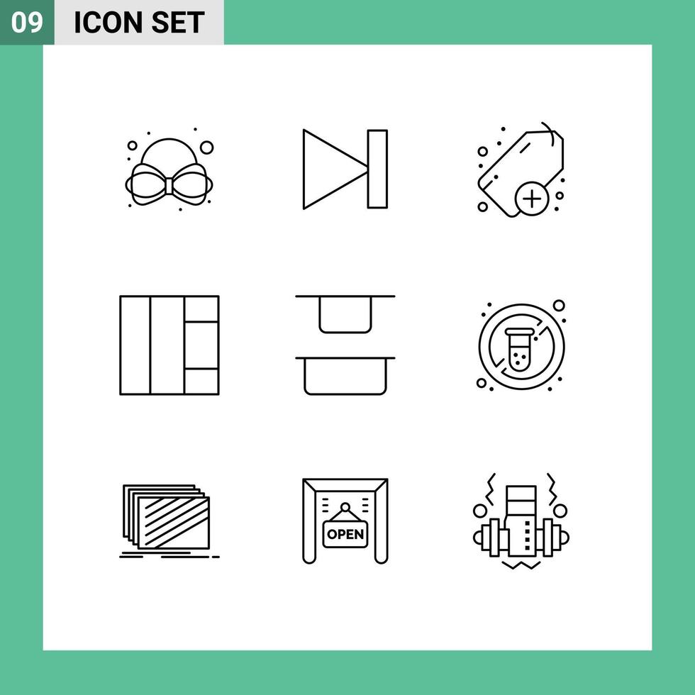 Stock Vector Icon Pack of 9 Line Signs and Symbols for tube diet plus vertical distribute Editable Vector Design Elements