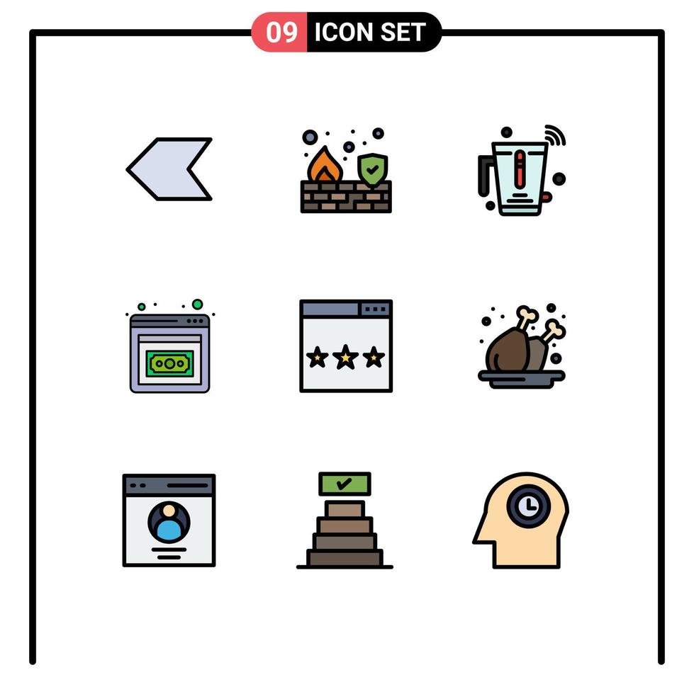 Set of 9 Modern UI Icons Symbols Signs for optimization engine juice investment business development Editable Vector Design Elements