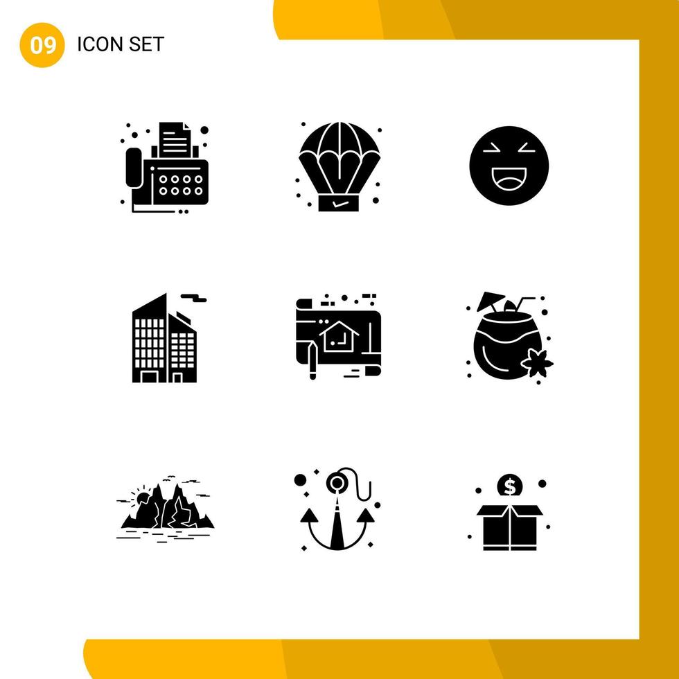 Stock Vector Icon Pack of 9 Line Signs and Symbols for plan sketch emoji plan office Editable Vector Design Elements