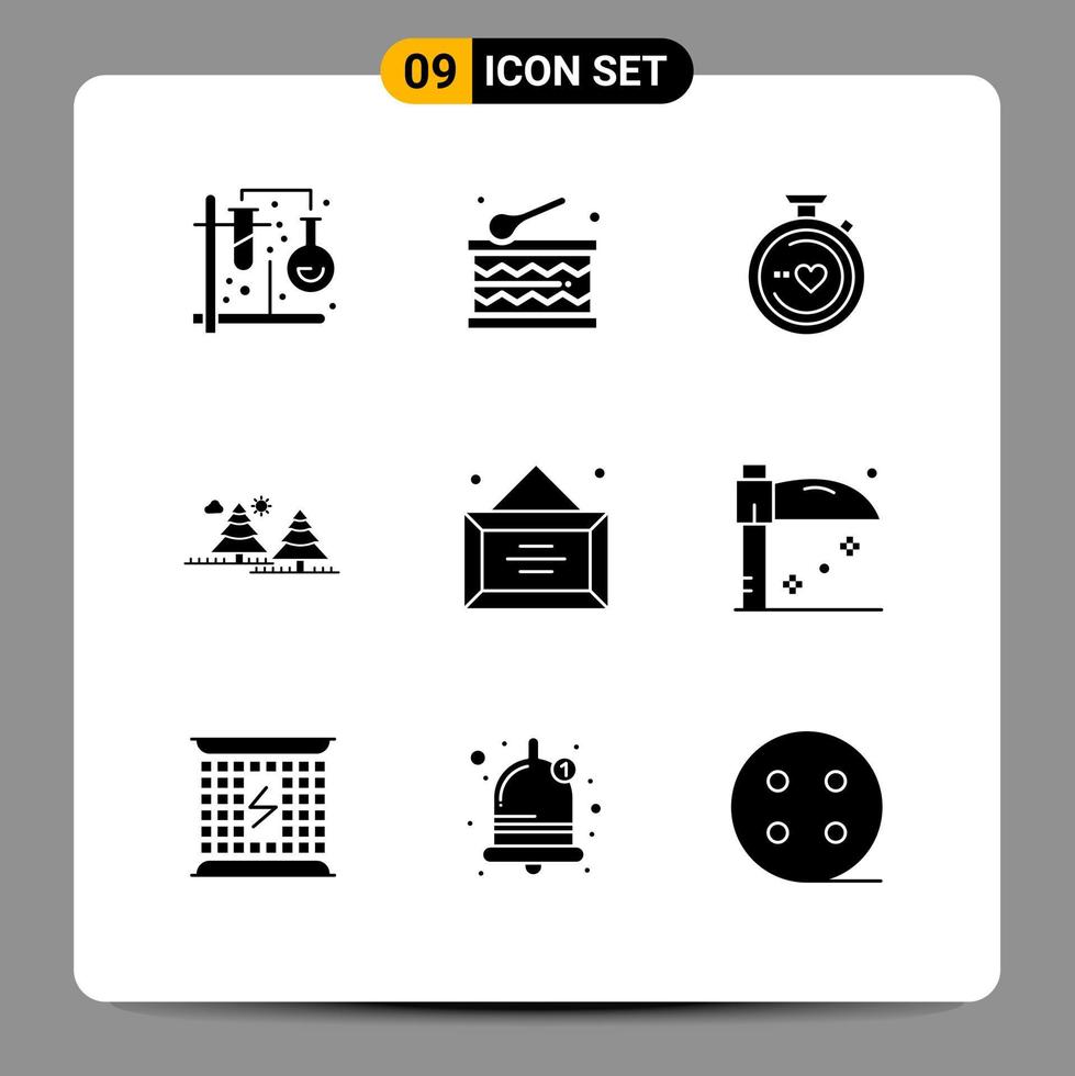 Pictogram Set of 9 Simple Solid Glyphs of business tree compass jungle forest Editable Vector Design Elements