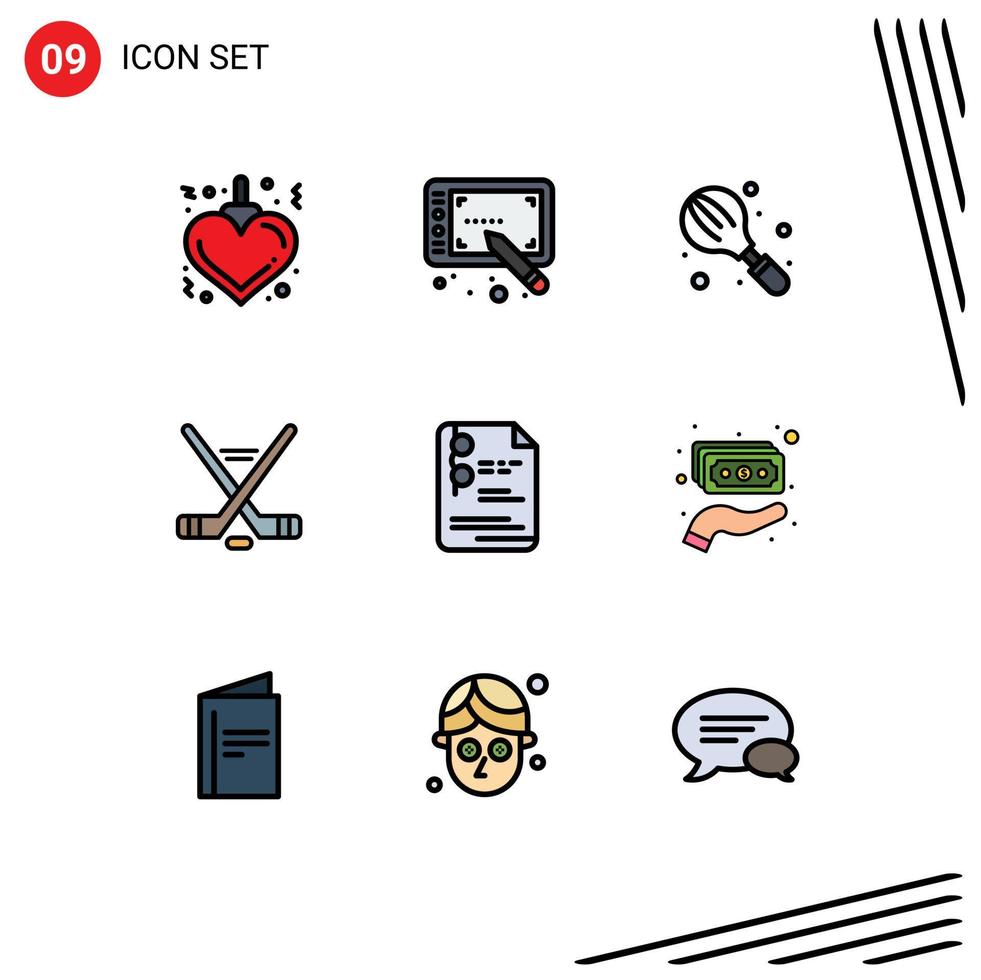 Set of 9 Modern UI Icons Symbols Signs for school file household american ice sport Editable Vector Design Elements