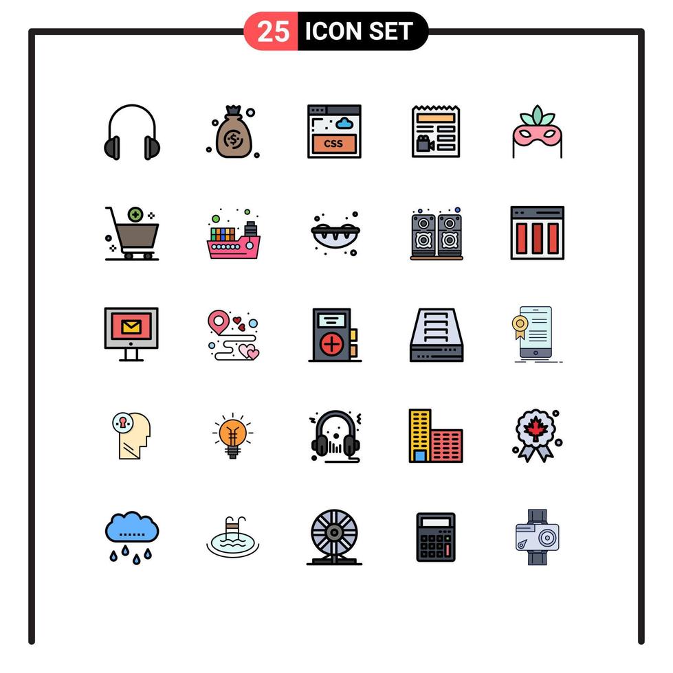 Set of 25 Modern UI Icons Symbols Signs for masquerade costume internet camera basic Editable Vector Design Elements