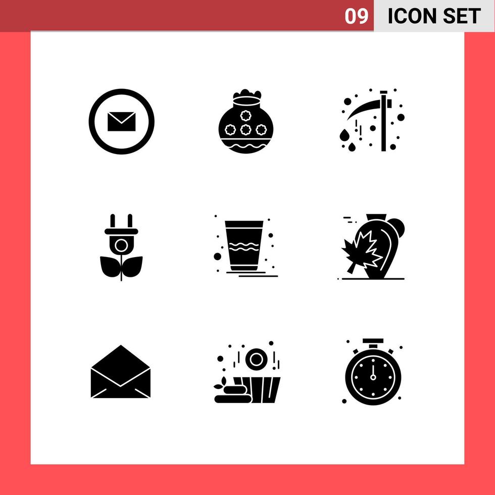 9 Creative Icons Modern Signs and Symbols of drink electricity festival eco holiday Editable Vector Design Elements