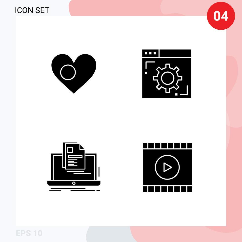 Thematic Vector Solid Glyphs and Editable Symbols of heart account country internet report Editable Vector Design Elements