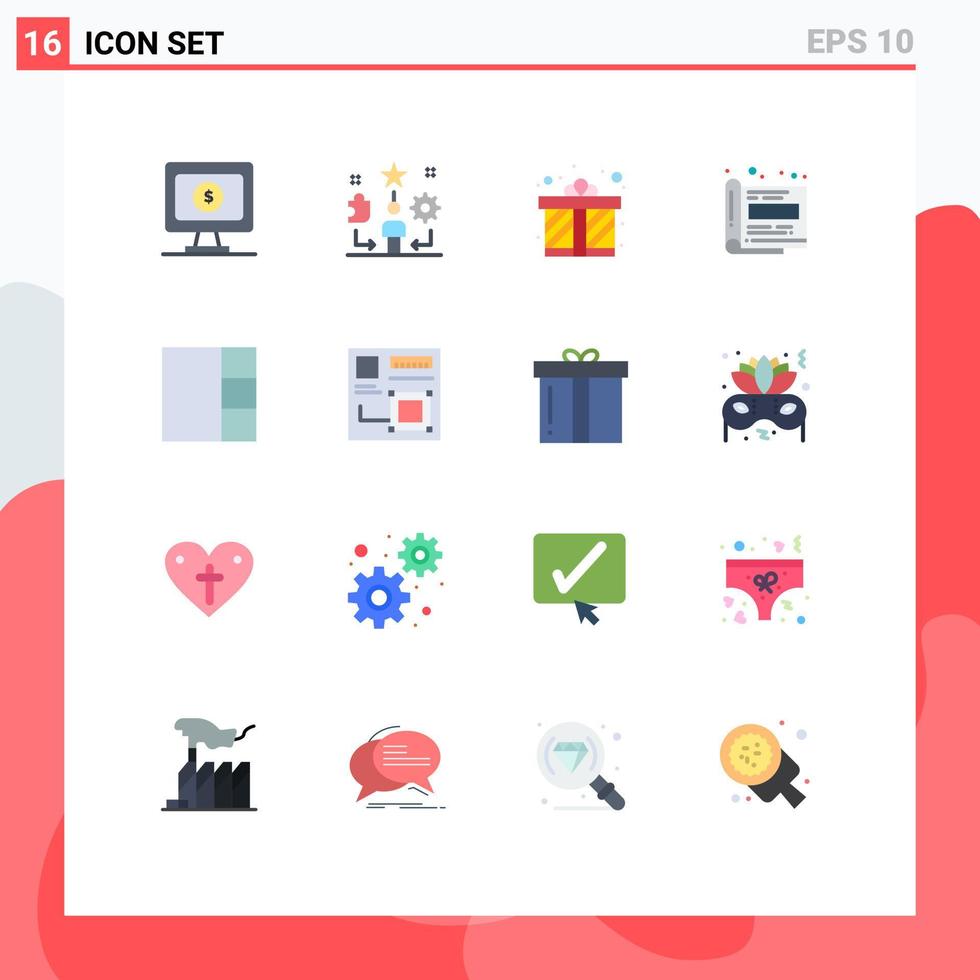 16 Creative Icons Modern Signs and Symbols of layout paper gift office design Editable Pack of Creative Vector Design Elements