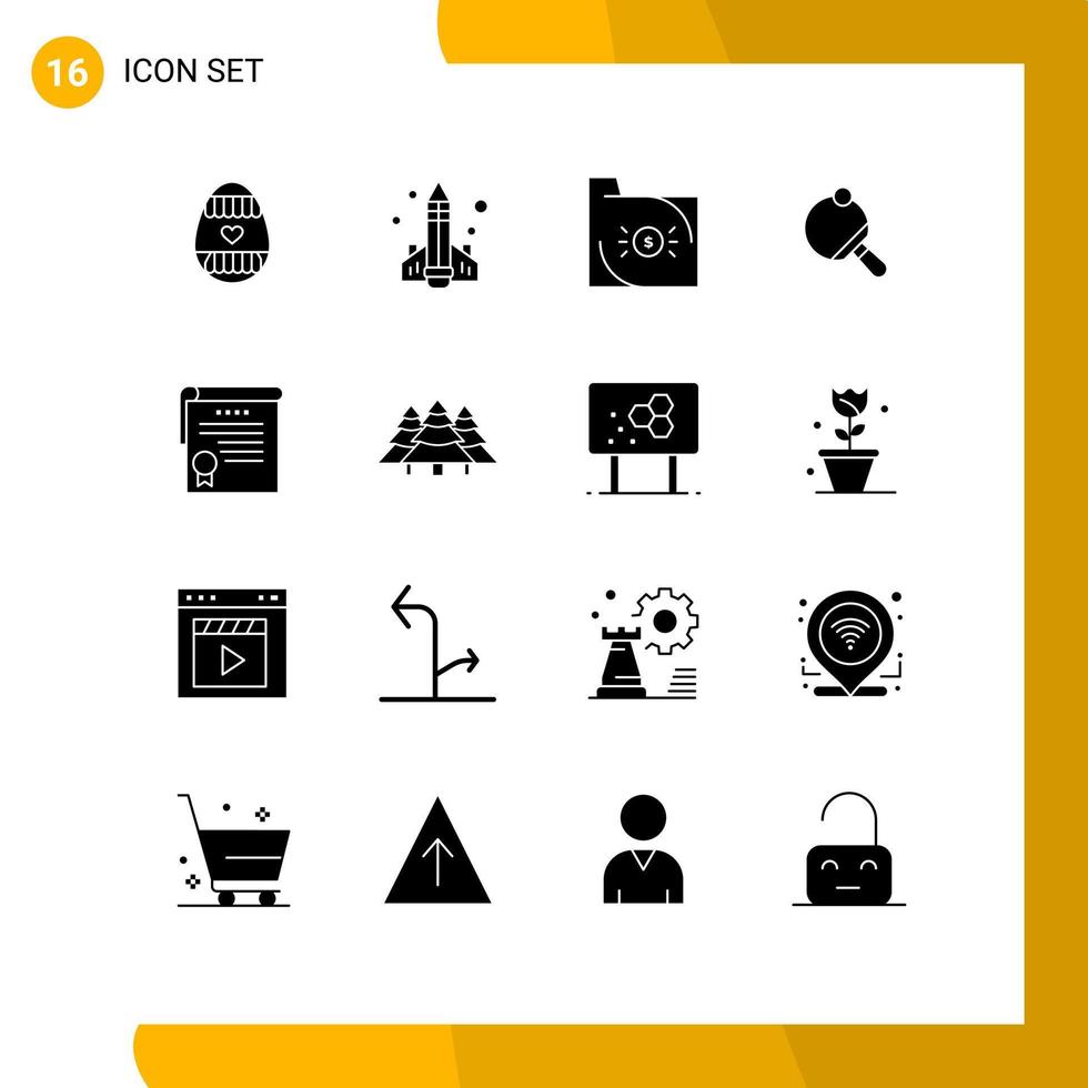 16 Creative Icons Modern Signs and Symbols of tennis racket rocket pong document Editable Vector Design Elements