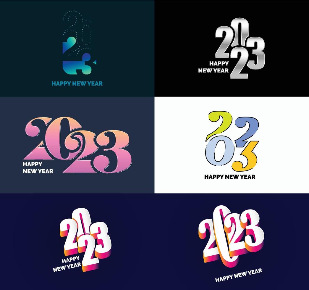Big Set of 2023 Happy New Year logo text design 2023 number design template vector