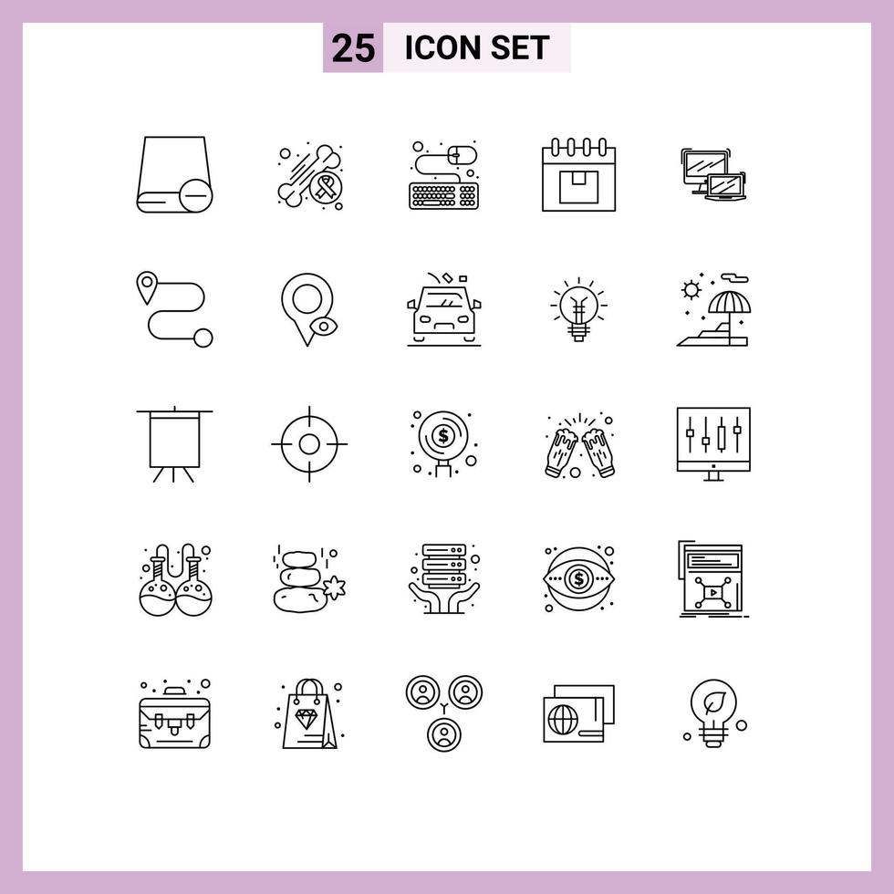 25 Line concept for Websites Mobile and Apps product management day delivery mouse Editable Vector Design Elements