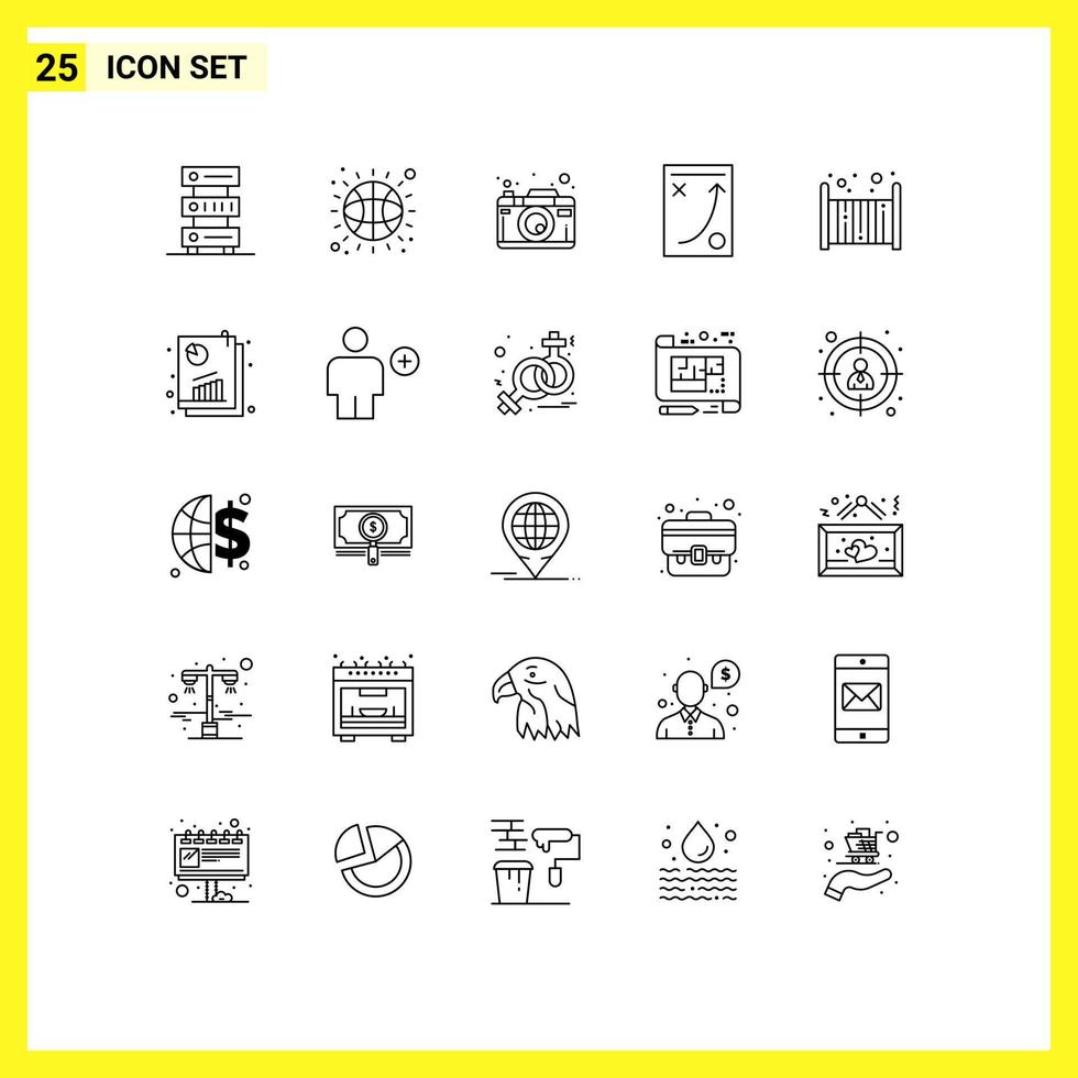 25 Creative Icons Modern Signs and Symbols of bed strategy camera planning diagram Editable Vector Design Elements