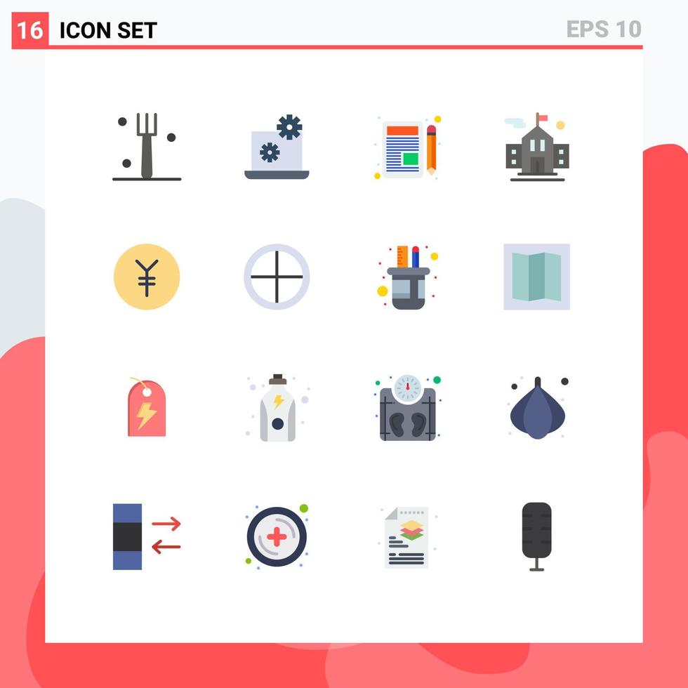 16 iconos creativos signos y símbolos modernos de insignia yen pad educación financiera paquete editable de elementos de diseño de vectores creativos