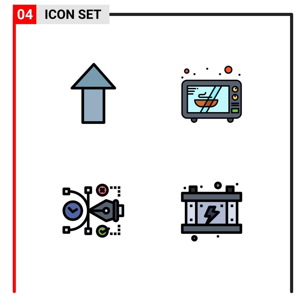 User Interface Pack of 4 Basic Filledline Flat Colors of arrow digital electronics file electricity Editable Vector Design Elements