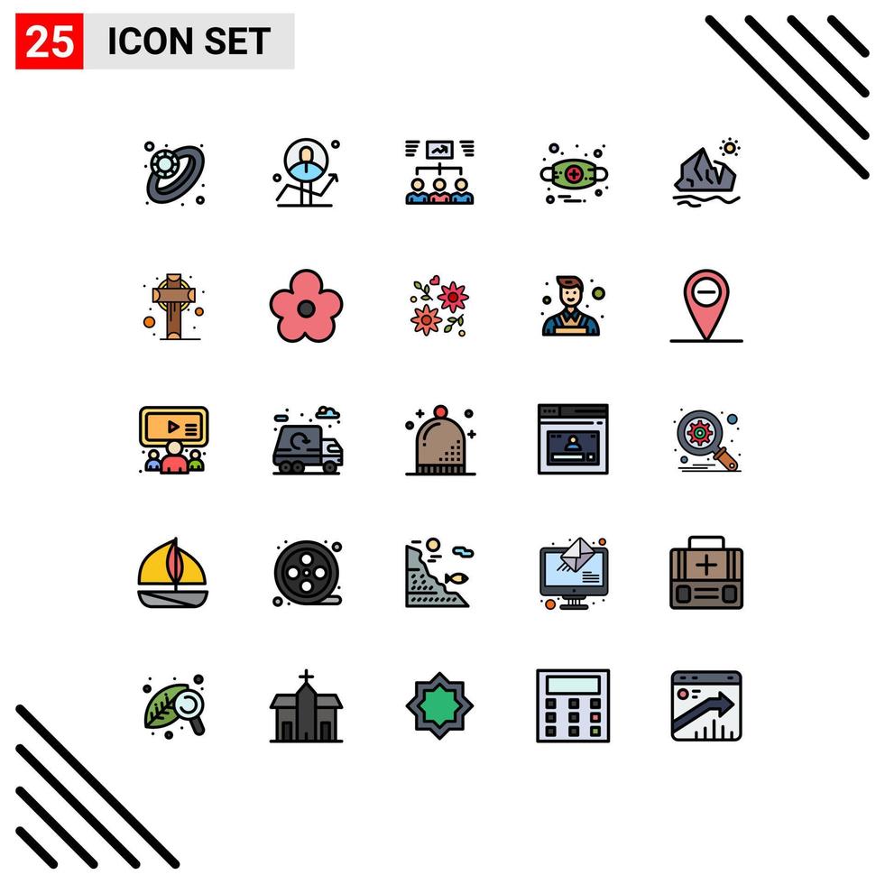 Editable Vector Line Pack of 25 Simple Filled line Flat Colors of ecology anaphylaxis team allergy assignment Editable Vector Design Elements