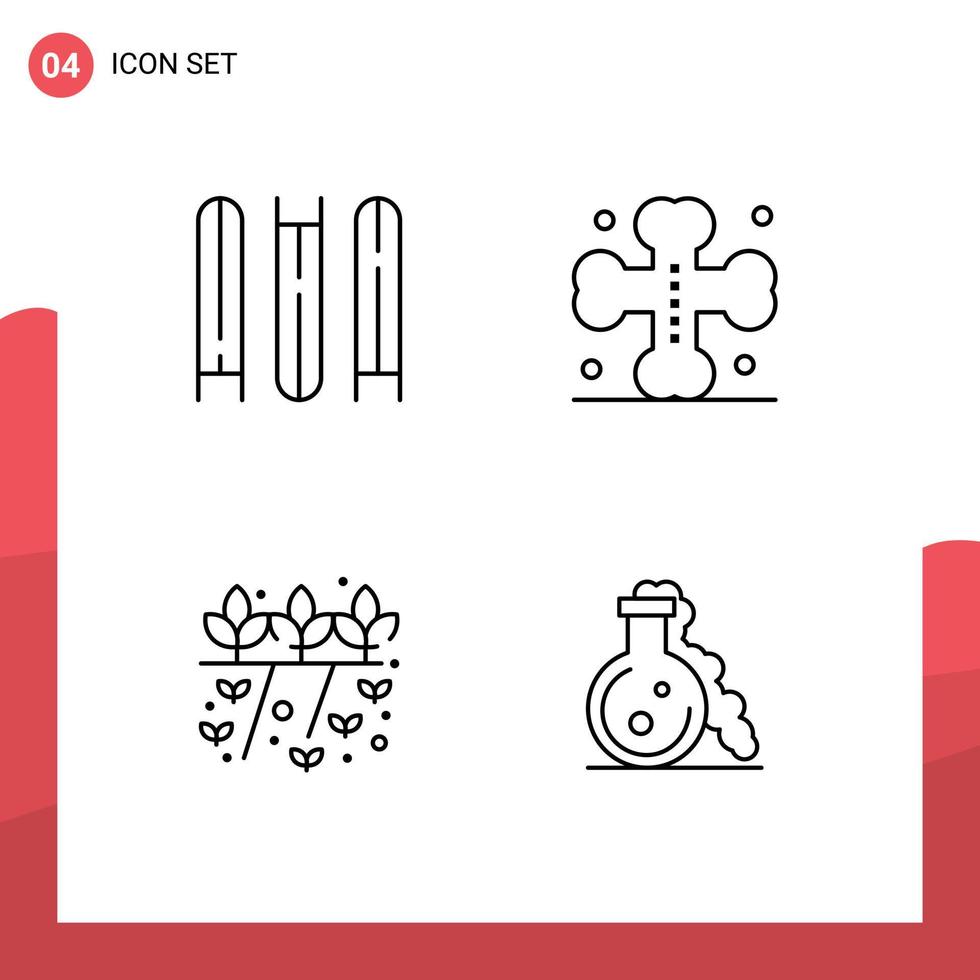 Universal Icon Symbols Group of 4 Modern Filledline Flat Colors of document nature bats halloween flask Editable Vector Design Elements