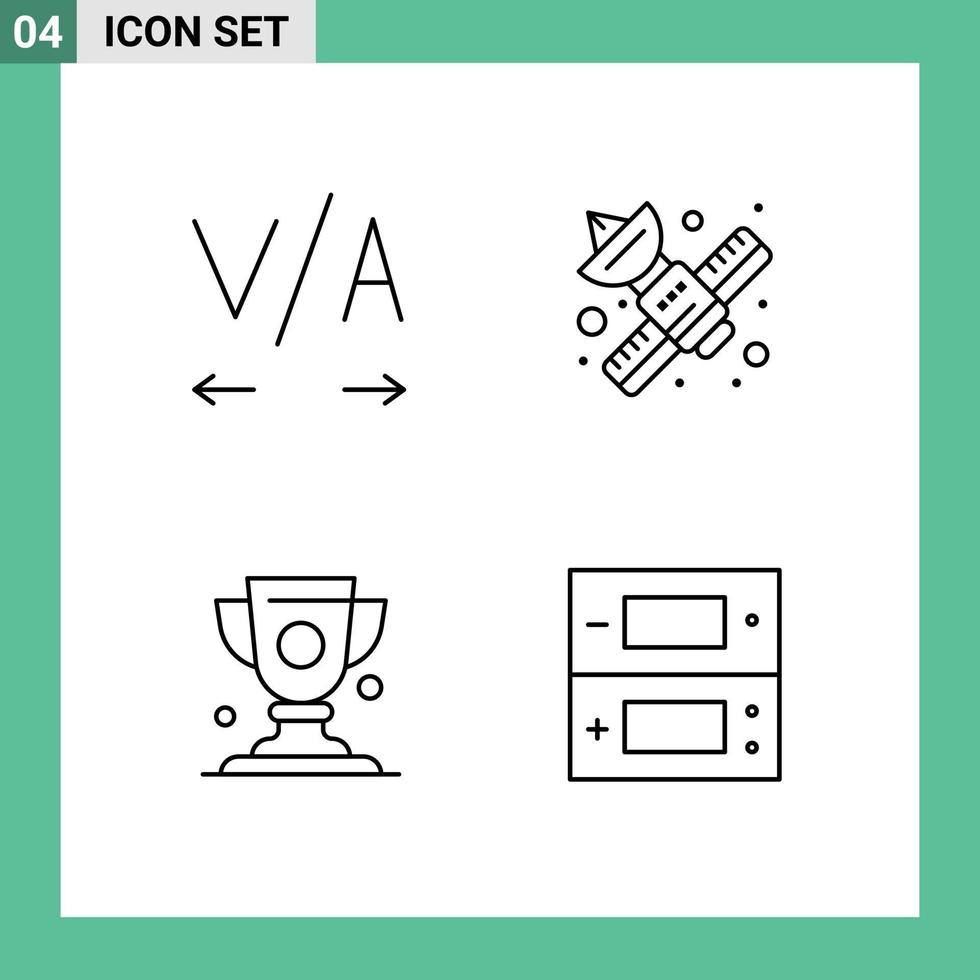 Pack of 4 Modern Filledline Flat Colors Signs and Symbols for Web Print Media such as kerning prize media telecommunication console Editable Vector Design Elements