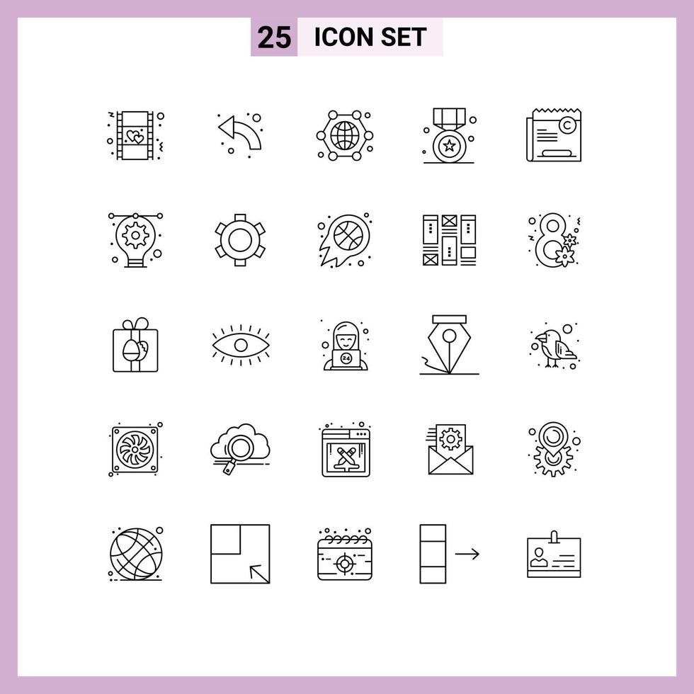 Set of 25 Modern UI Icons Symbols Signs for win star up award internet Editable Vector Design Elements