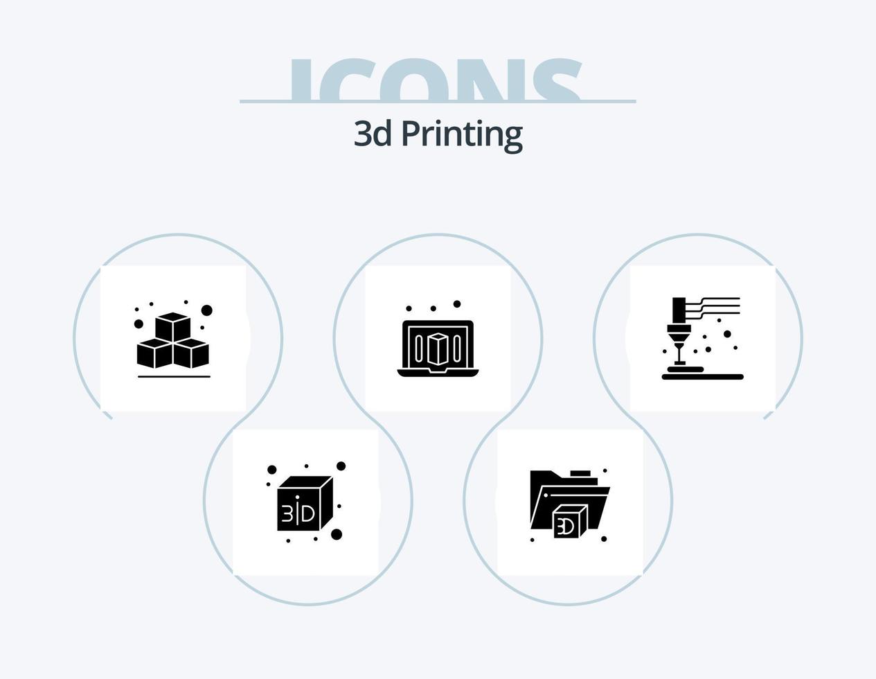 3d Printing Glyph Icon Pack 5 Icon Design. . 3d printing. vector
