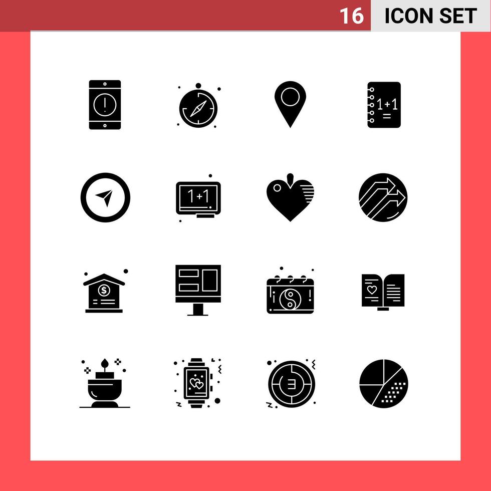 16 concepto de glifo sólido para sitios web móviles y aplicaciones puntero cursor ubicación portátil elementos de diseño vectorial editables vector