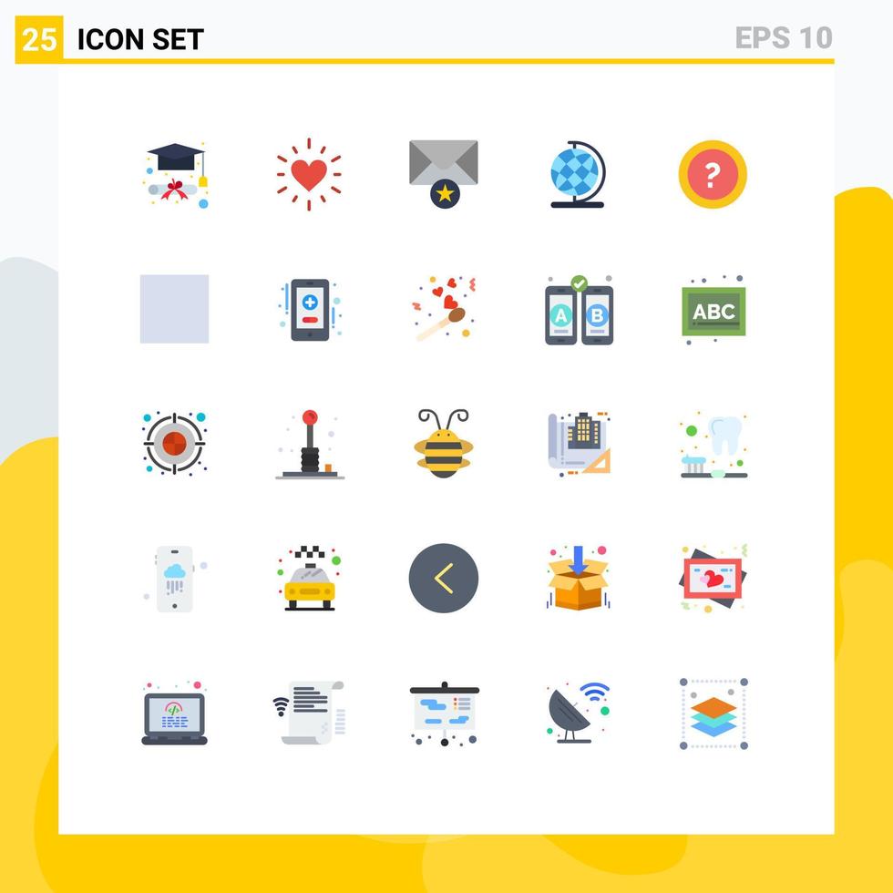 25 Universal Flat Colors Set for Web and Mobile Applications control question star information about Editable Vector Design Elements