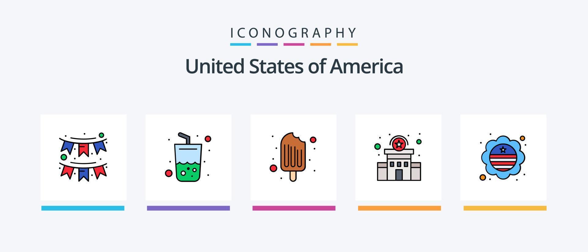 Usa Line Filled 5 Icon Pack Including usa. country. party. day. party. Creative Icons Design vector
