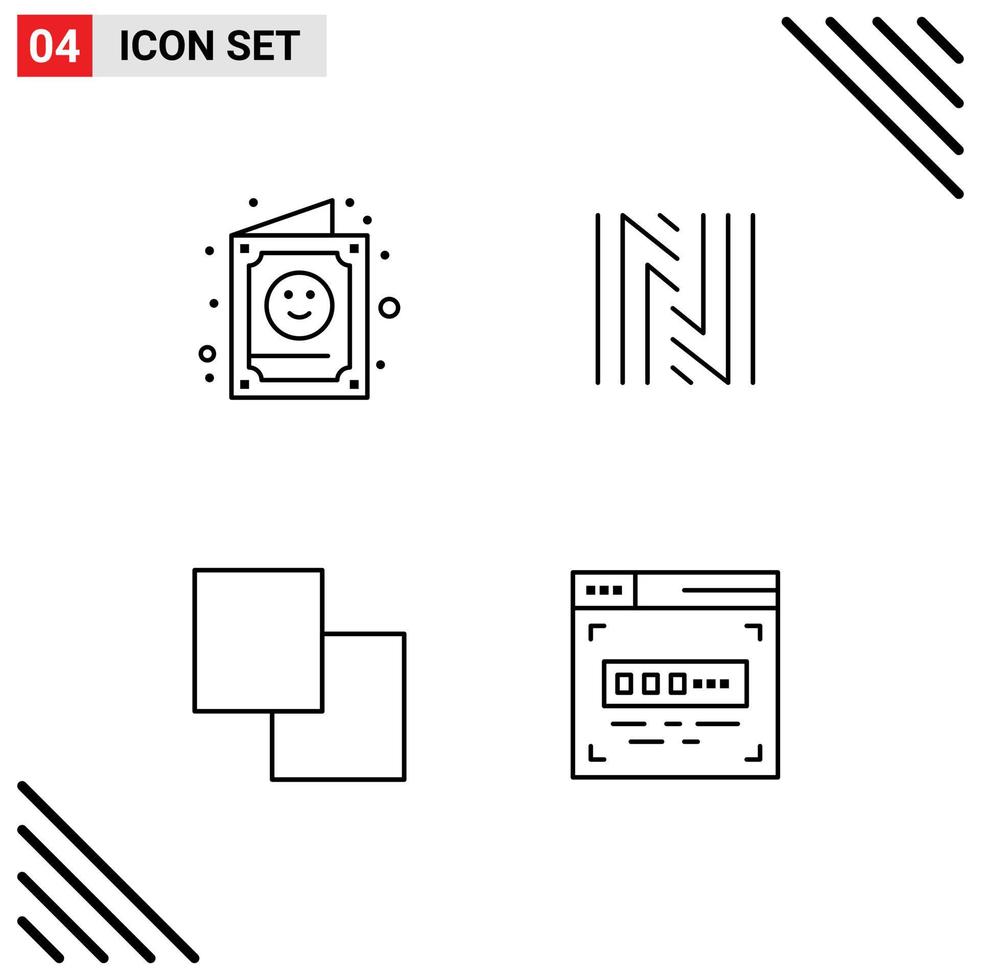 Editable Vector Line Pack of 4 Simple Filledline Flat Colors of card copy invitation coin swap Editable Vector Design Elements