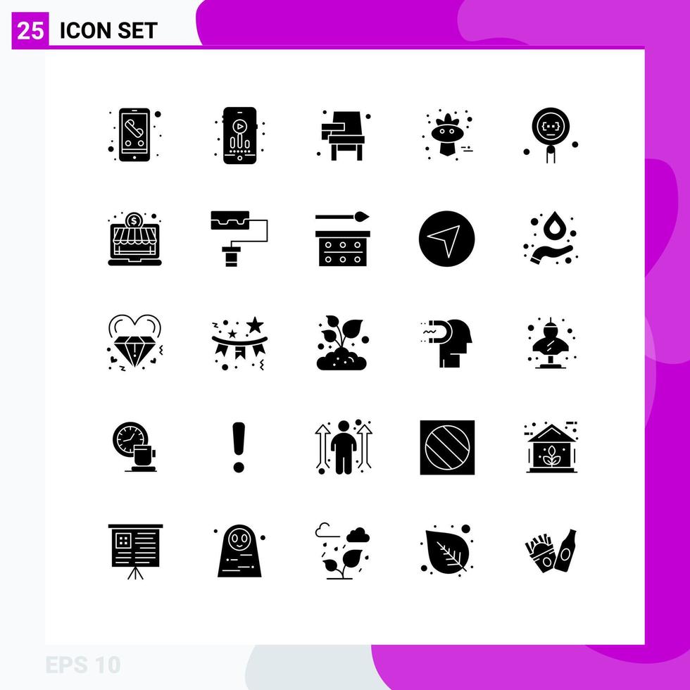 Editable Vector Line Pack of 25 Simple Solid Glyphs of develop thanksgiving desk sparrow autumn Editable Vector Design Elements