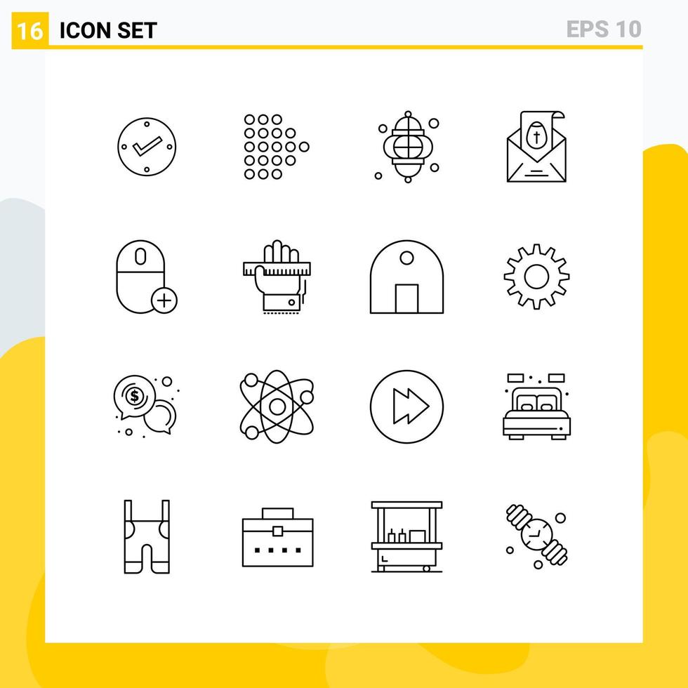 paquete de iconos de vector de stock de 16 signos y símbolos de línea para computadoras luz de vacaciones masajista de pascua elementos de diseño de vector editables