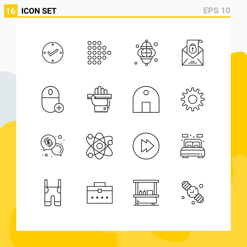 Stock Vector Icon Pack of 16 Line Signs and Symbols for computers holiday light easter massege Editable Vector Design Elements