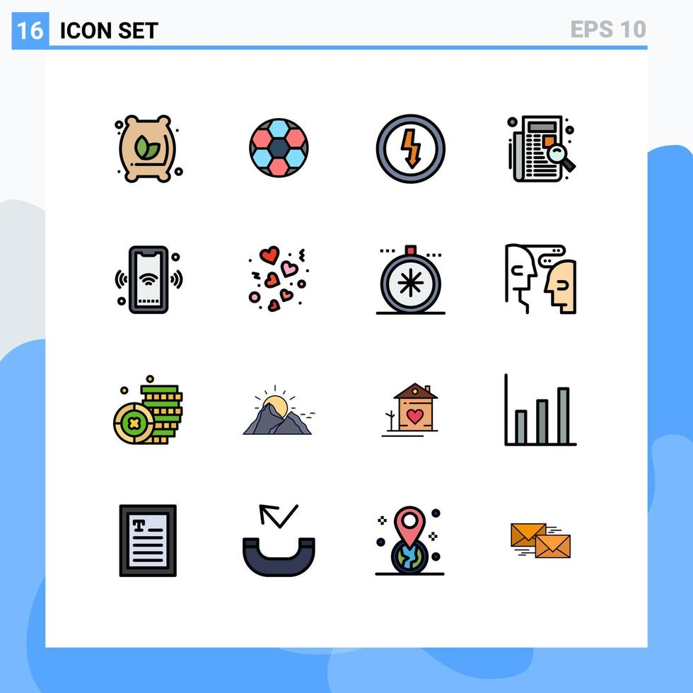 Set of 16 Modern UI Icons Symbols Signs for phone listing charge list check Editable Creative Vector Design Elements