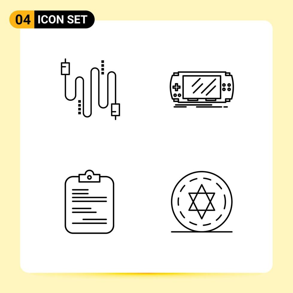 Group of 4 Modern Filledline Flat Colors Set for audio report communication game paper Editable Vector Design Elements