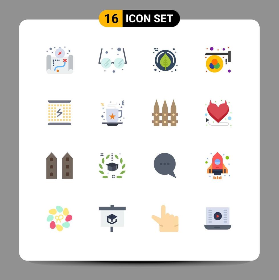16 Flat Color concept for Websites Mobile and Apps electromagnetic charging thanksgiving charge palette Editable Pack of Creative Vector Design Elements