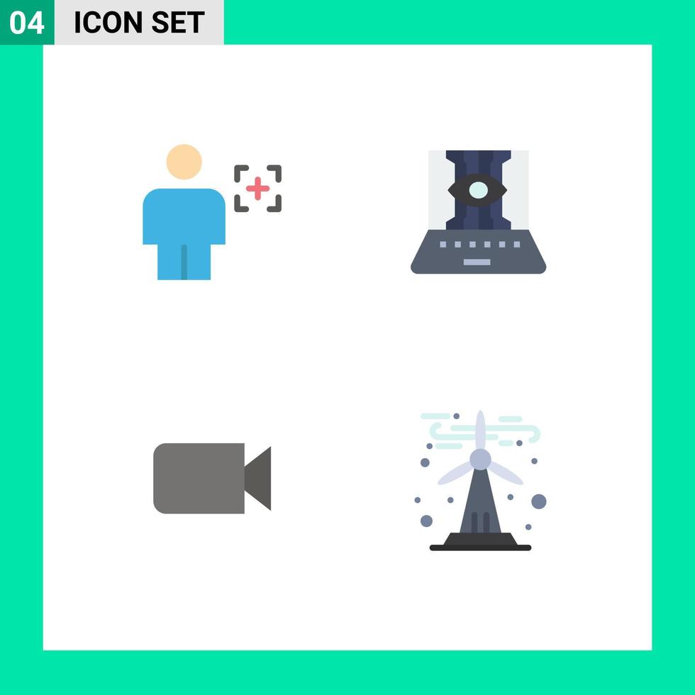 Mobile Interface Flat Icon Set of 4 Pictograms of avatar technology image computer sciences image Editable Vector Design Elements