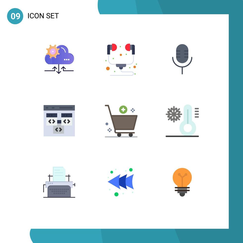 9 Universal Flat Colors Set for Web and Mobile Applications add develop mic coding app Editable Vector Design Elements