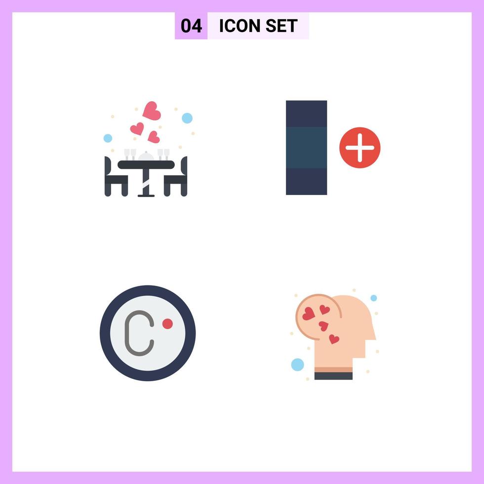 paquete de iconos de vector de stock de 4 signos y símbolos de línea para alimentos de grado de pareja nuevos elementos de diseño de vector editables de cerebro