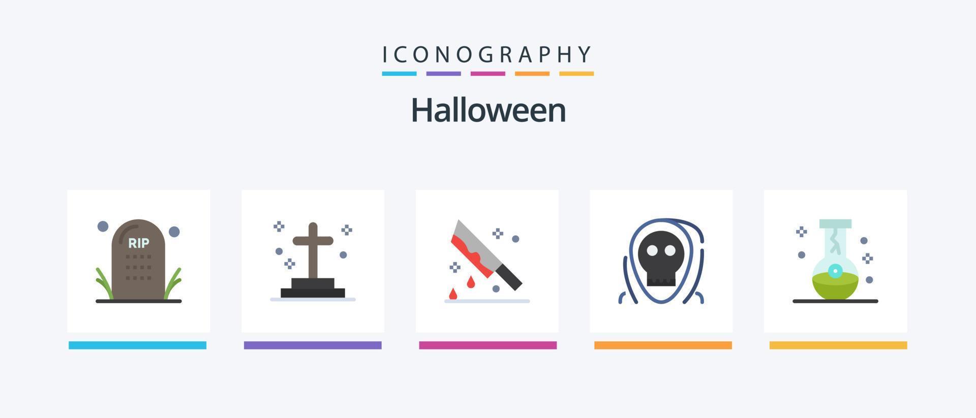 Halloween Flat 5 Icon Pack Including evil. dead. grave. murder. horror. Creative Icons Design vector