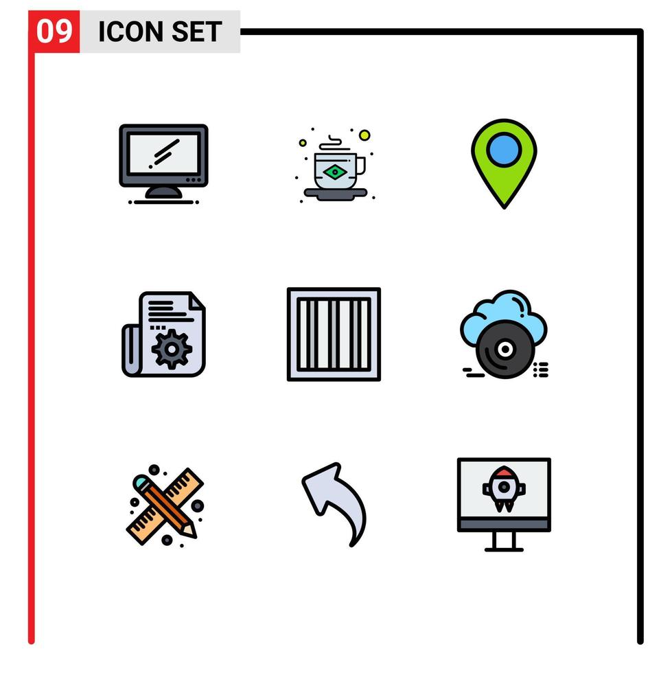 Set of 9 Modern UI Icons Symbols Signs for criminal setting flag folder pin Editable Vector Design Elements