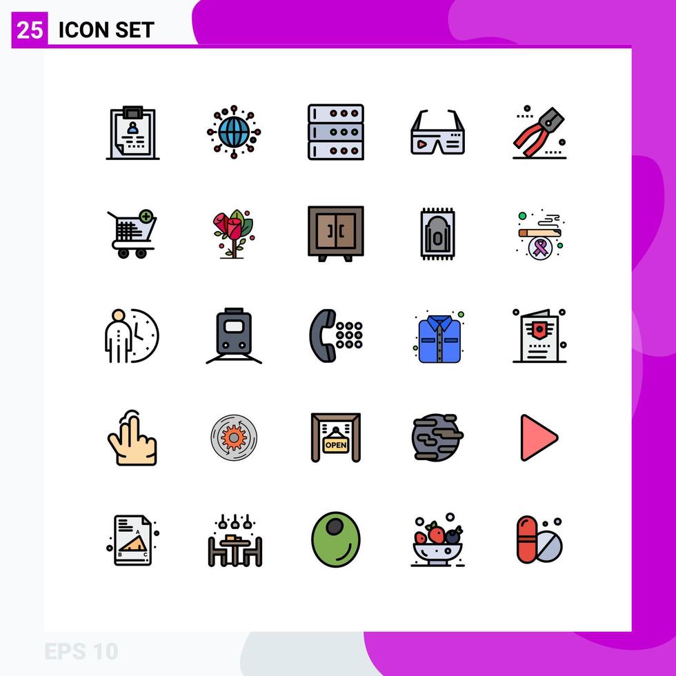 paquete de iconos vectoriales de stock de 25 signos y símbolos de línea para pinzas gafas de datos de google computación elementos de diseño vectorial editables vector