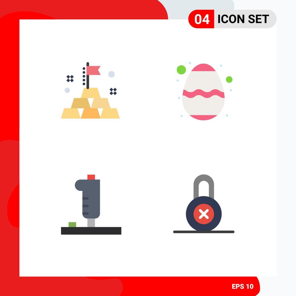 Modern Set of 4 Flat Icons and symbols such as gold game easter festival lock Editable Vector Design Elements