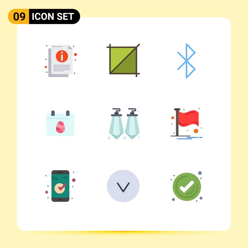 9 Universal Flat Color Signs Symbols of country gems connection earrings easter Editable Vector Design Elements