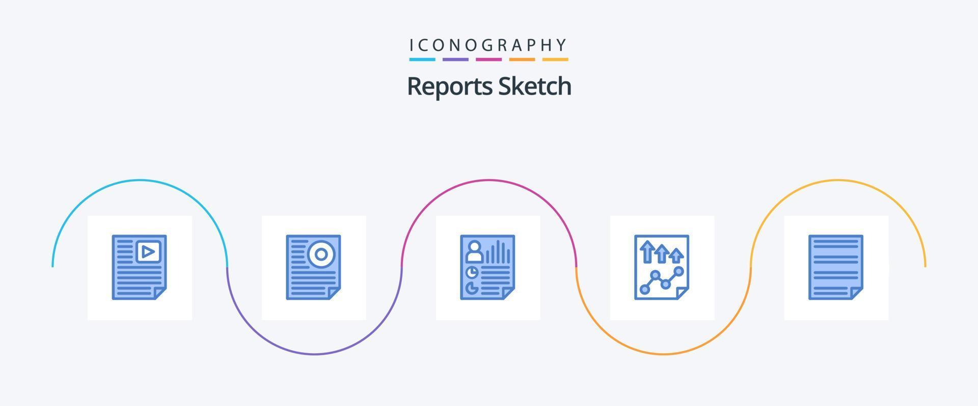 Reports Sketch Blue 5 Icon Pack Including page. data. page. user. page vector